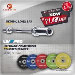Promo Colored Bumper Plate Livepro + Olympic Long Bar