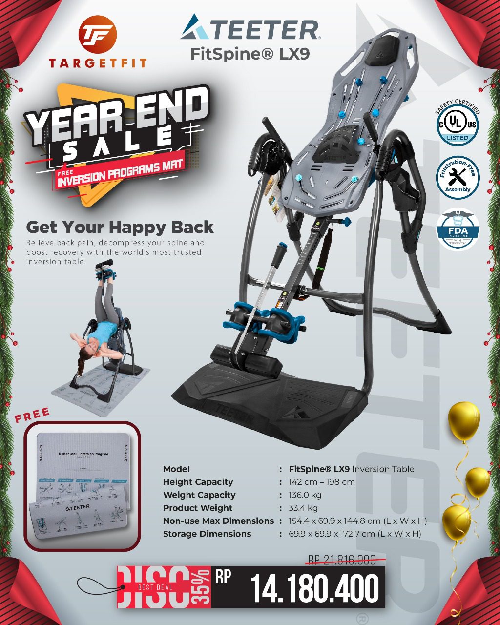 Teeter LX9 Fitspine Inversion Table Year End Sale