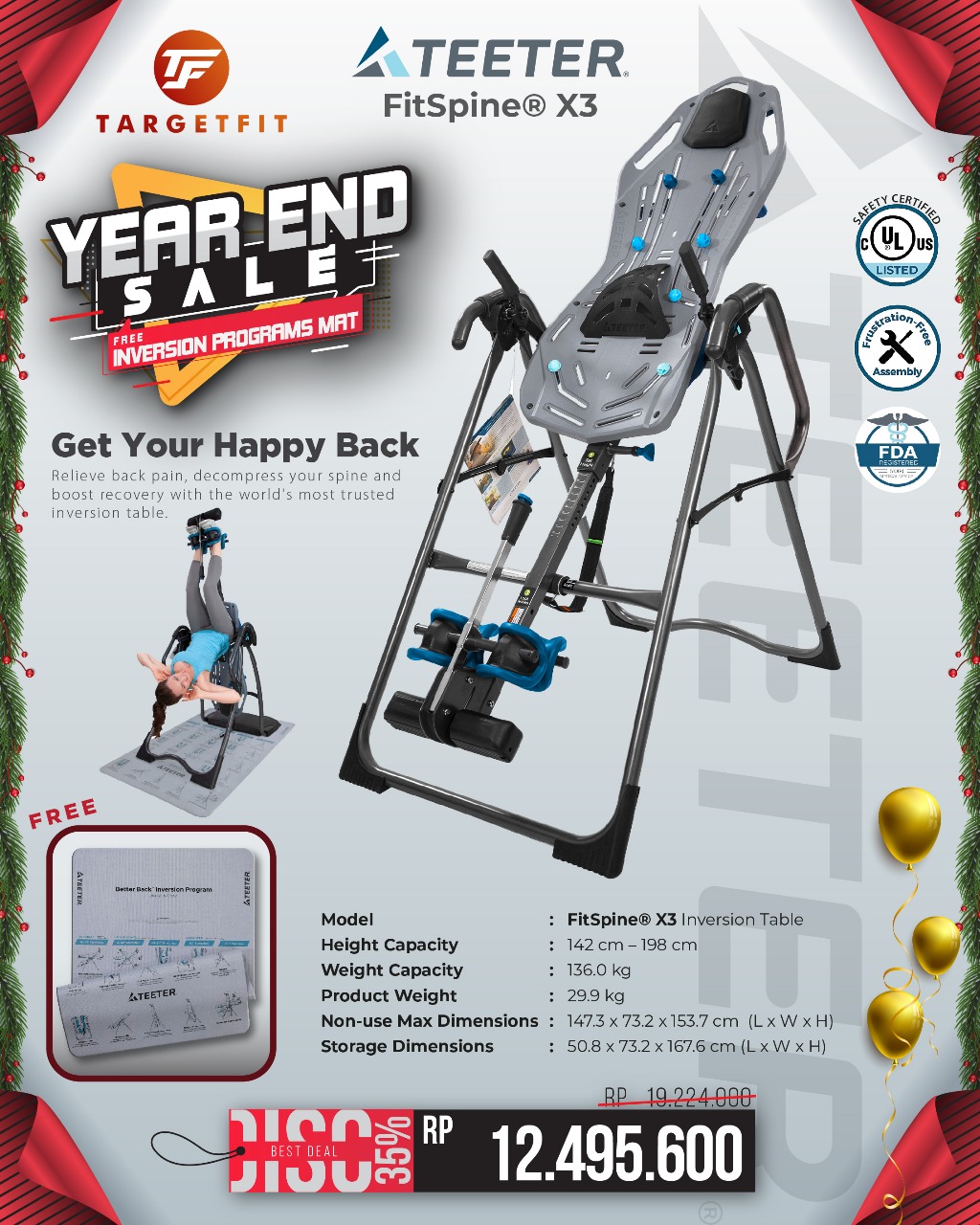 Teeter X3A Fitspine Inversion Table Year End Sale