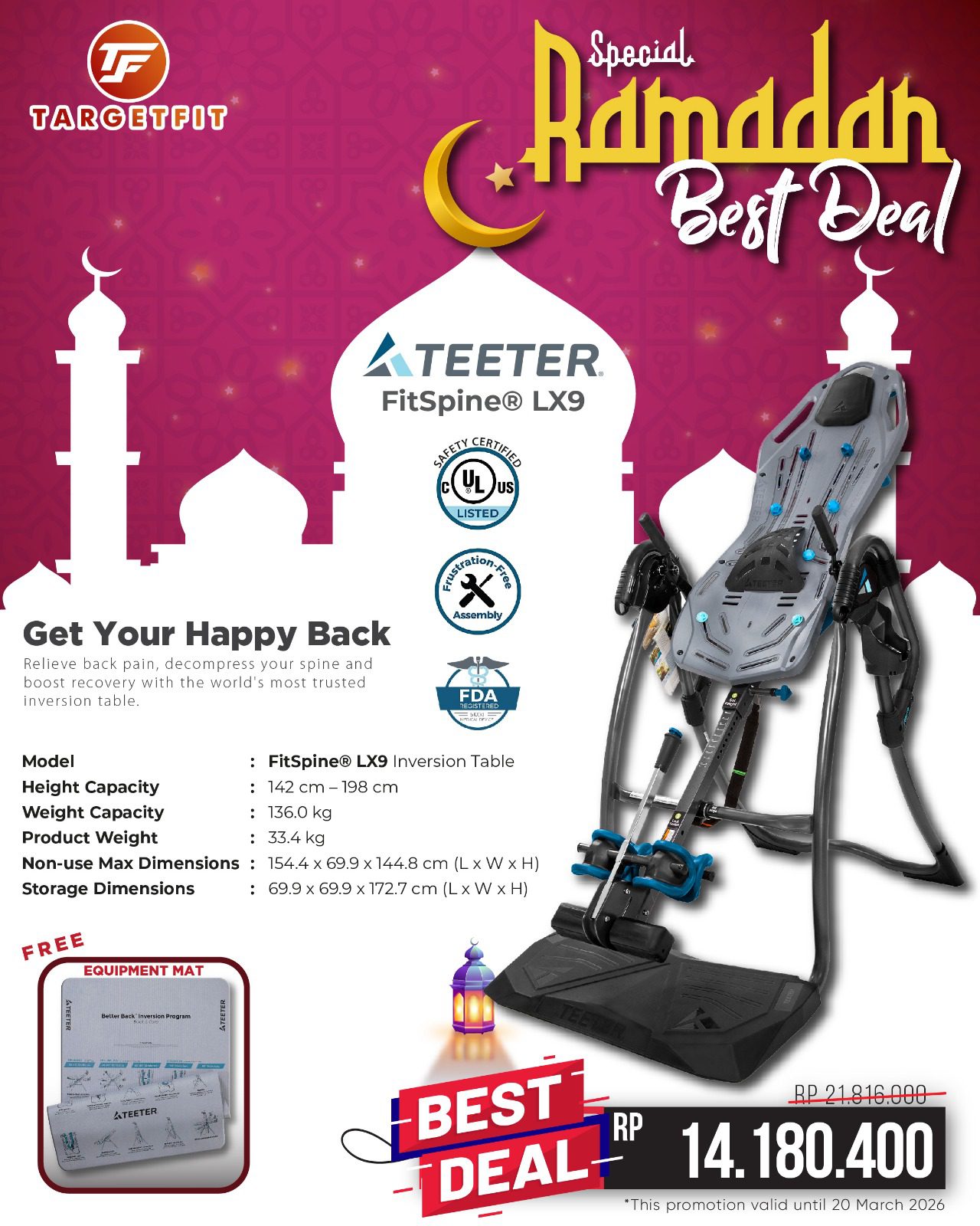 Teeter LX9 Fitspine Inversion Table Ramadhan Sale